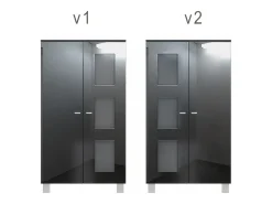 Vladon Vitrina Denjo, Cristalera con 2 Puertas y 3 Estantes de cristal, Negro mate/Negro de alto brillo, incluida iluminación LED (71 x 129 x 35 cm)