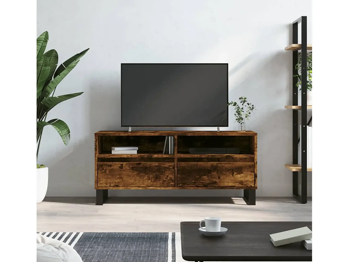 Volne Mueble de TV madera contrachapada roble ahumado 100x34,5x44,5cm