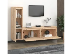 Volri Muebles para TV 3 piezas madera maciza de pino