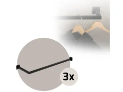 3x Percheros de pared para esquina 90 x 30 cm negro en forma de L para vestidor