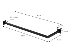 3x Percheros de pared para esquina 90 x 30 cm negro en forma de L para vestidor