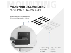 3x Percheros de pared para esquina 90 x 30 cm negro en forma de L para vestidor