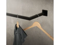 3x Percheros de pared para esquina 90 x 30 cm negro en forma de L para vestidor