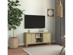 Xara Mueble de TV patas madera maciza roble Sonoma 103,5x35x50 cm