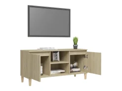 Xara Mueble de TV patas madera maciza roble Sonoma 103,5x35x50 cm
