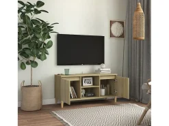 Xara Mueble de TV patas madera maciza roble Sonoma 103,5x35x50 cm