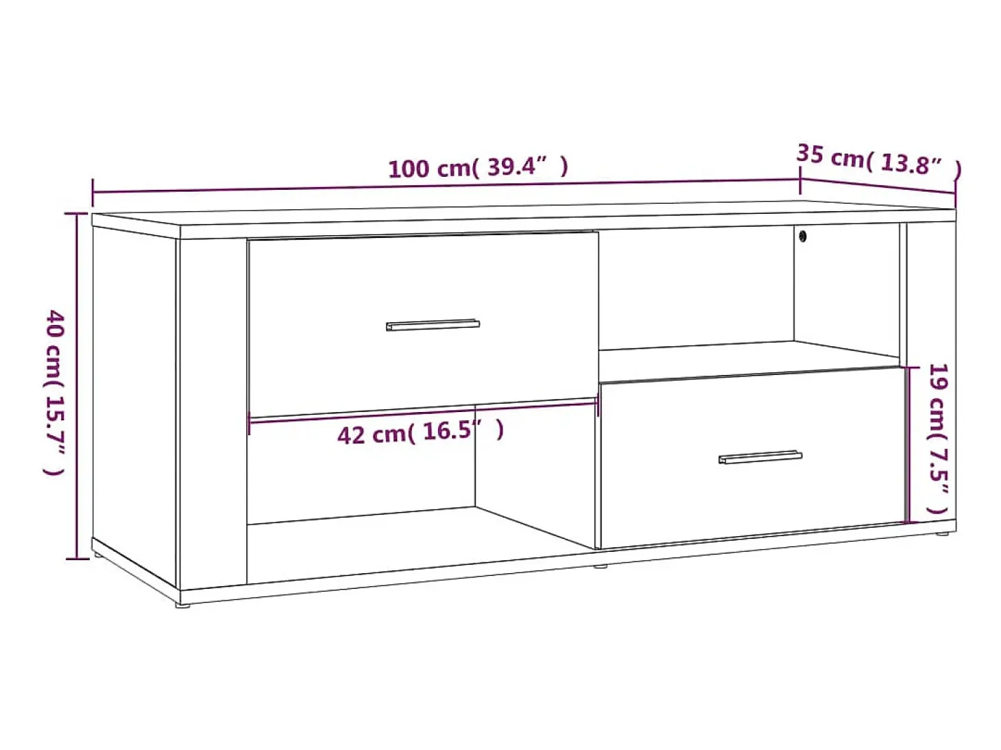 Xyra Mueble para TV madera contrachapada color roble 100x35x40 cm