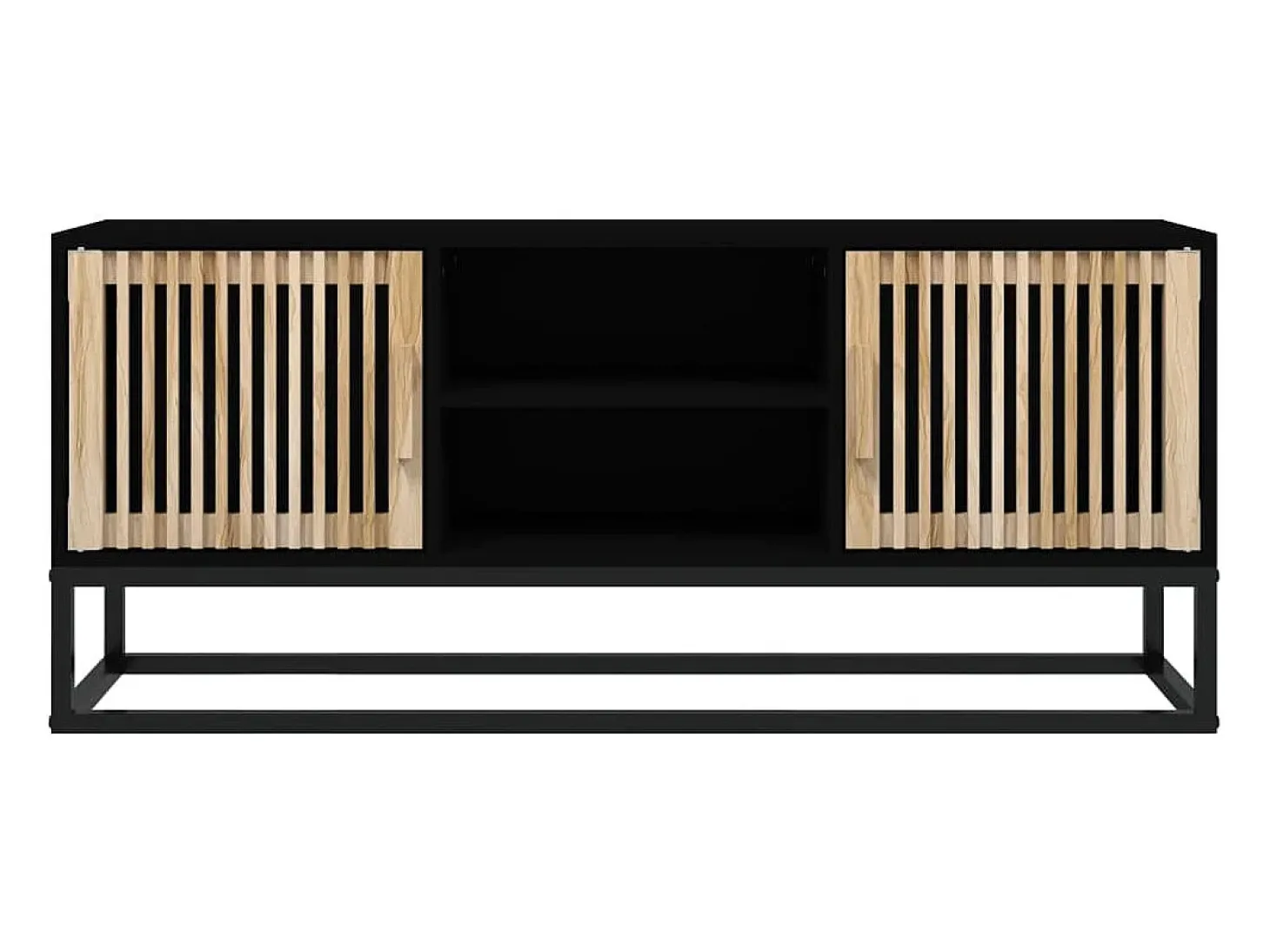 Yelara Mueble de TV erro y madera contrachapada negro 105x30x45 cm