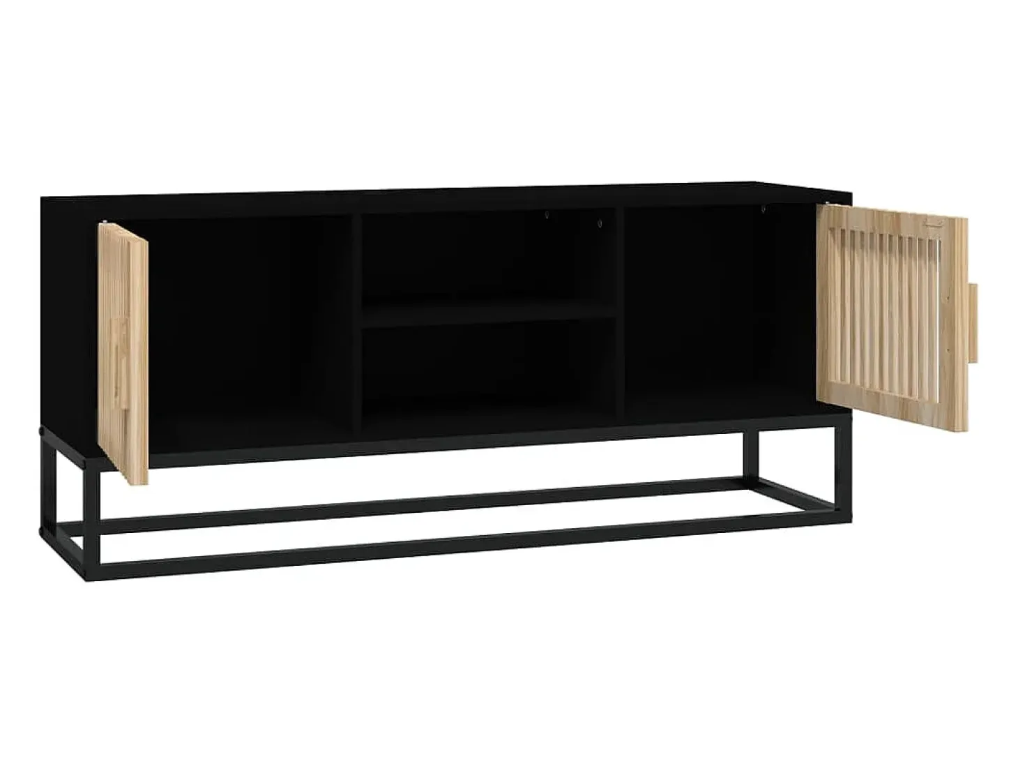 Yelara Mueble de TV erro y madera contrachapada negro 105x30x45 cm