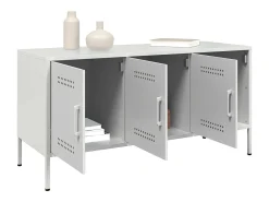 Yelda Mueble de TV de acero blanco 100,5x39x50,5 cm