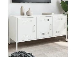 Yelda Mueble de TV de acero blanco 100,5x39x50,5 cm