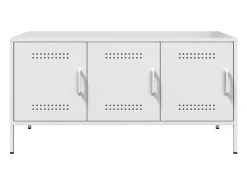 Yelda Mueble de TV de acero blanco 100,5x39x50,5 cm