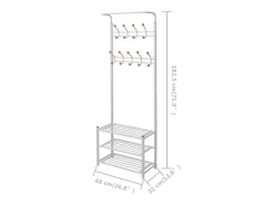 Yngulf Perchero de ropa con repisa para zapatos 68x32x182,5 cm blanco