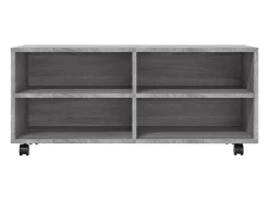 Yron Mueble de TV con ruedas madera contrachapada gris 90x35x35 cm