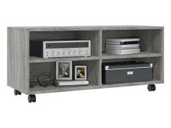 Yron Mueble de TV con ruedas madera contrachapada gris 90x35x35 cm