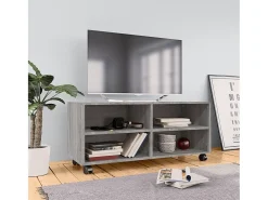 Yron Mueble de TV con ruedas madera contrachapada gris 90x35x35 cm