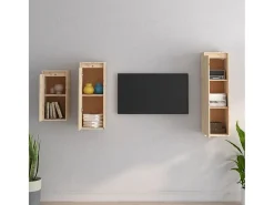 Yrorin Muebles para TV 3 piezas madera maciza de pino
