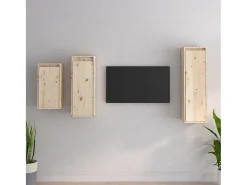 Yrorin Muebles para TV 3 piezas madera maciza de pino