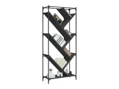 Øystine Estantería de madera de ingeniería y metal negro 79x30x180 cm