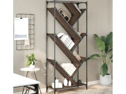 Øystine Estantería madera ingeniería y metal marrón roble 79x30x180 cm