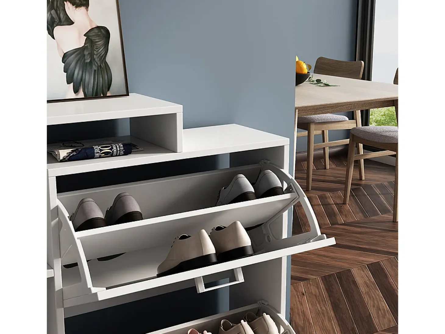 Zapatera abatible blanco 80x24.5x90 tobias