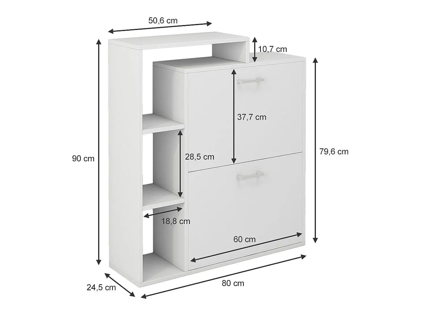 Zapatera abatible blanco 80x24.5x90 tobias