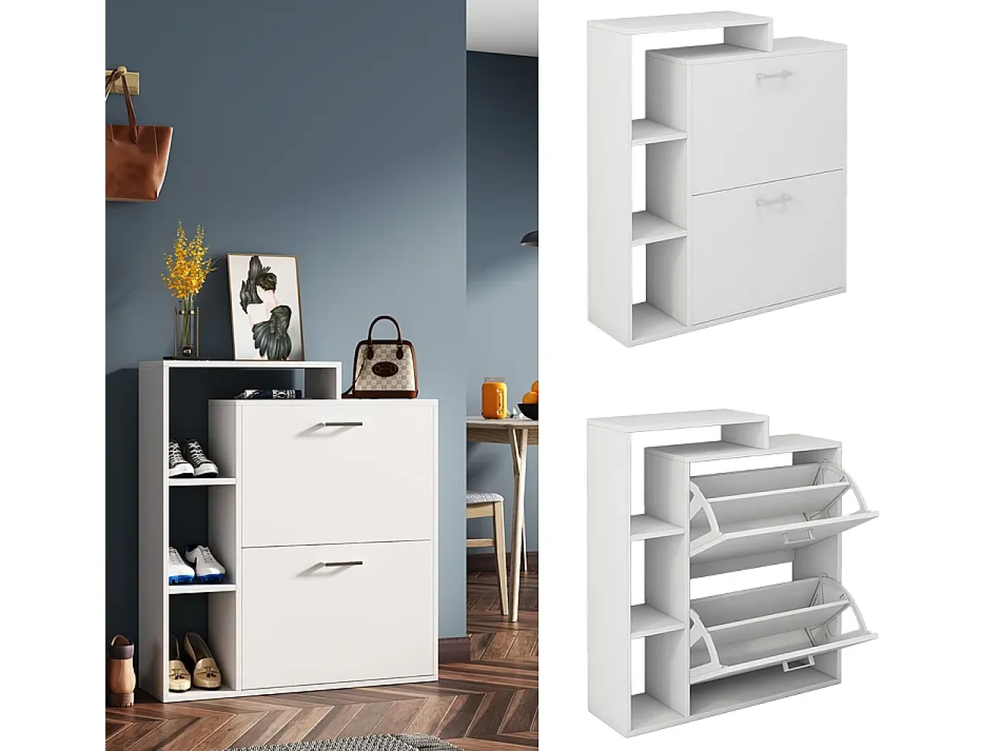 Zapatera abatible blanco 80x24.5x90 tobias