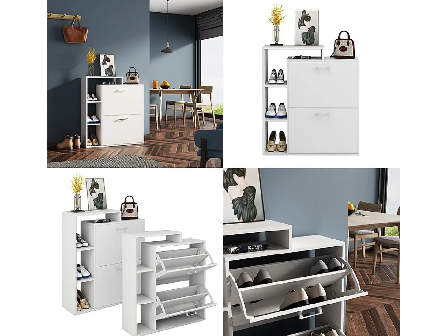 Zapatera abatible blanco 80x24.5x90 tobias