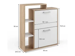 Zapatera abatible blanco/sonoma 24.5x80x90 orlando