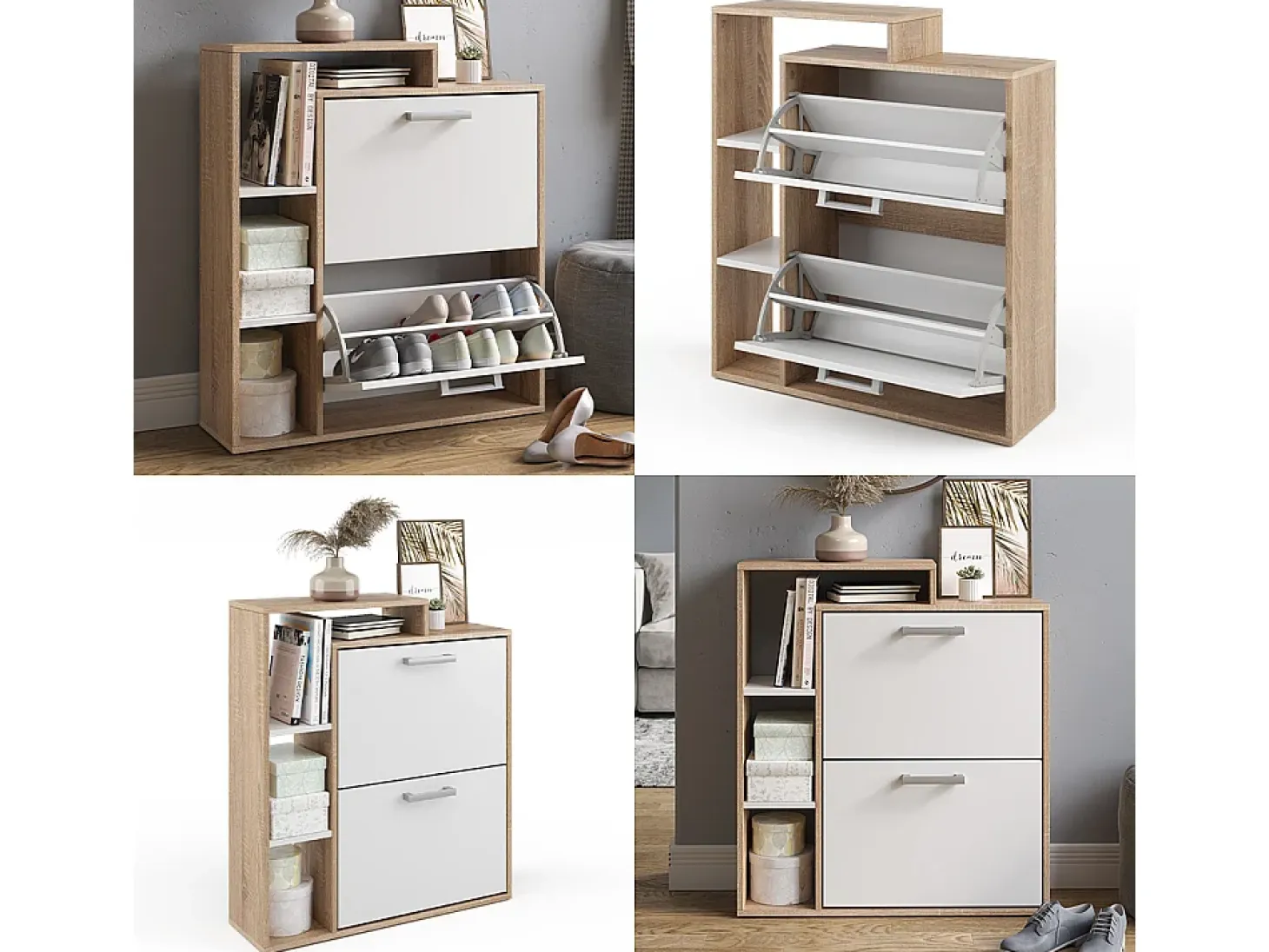 Zapatera abatible blanco/sonoma 24.5x80x90 orlando