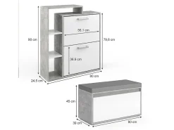 Zapatera abatible hormigón 80x39x90 orlando
