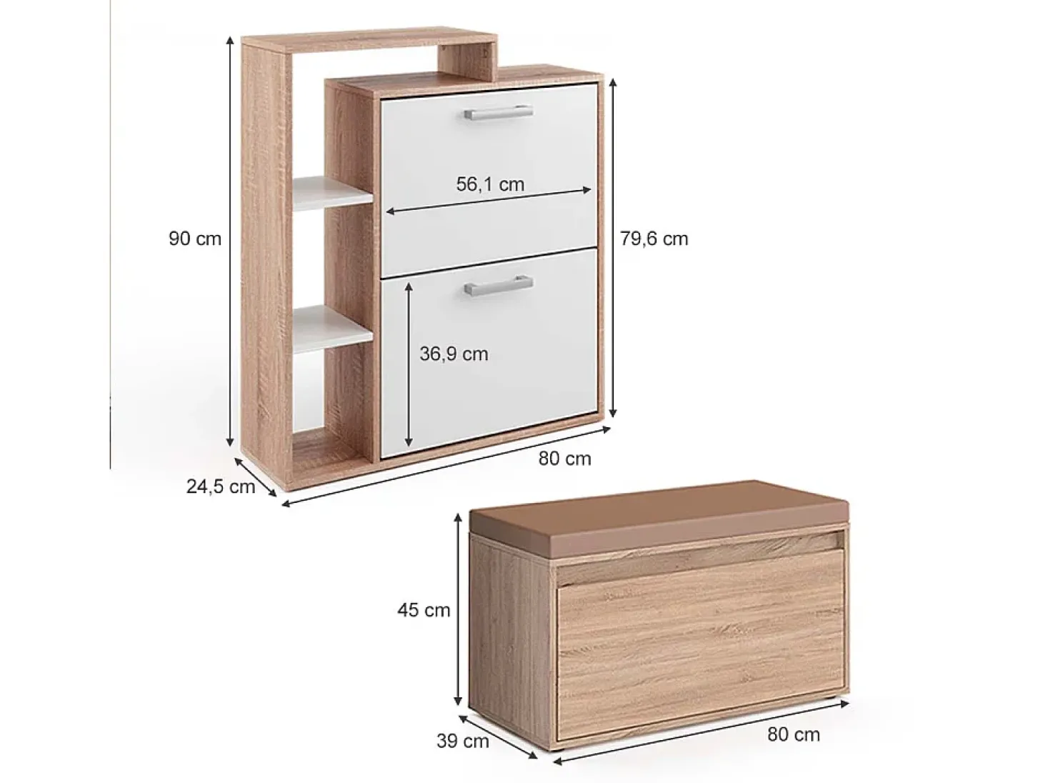 Zapatera abatible sonoma 80x39x90 orlando