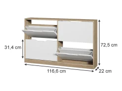 Zapatera abatible sonoma/blanco 116.6x22x72.5 luca