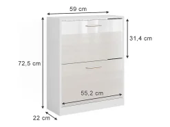 Zapatera blanco alto brillo 59x22x72.5 gizmo