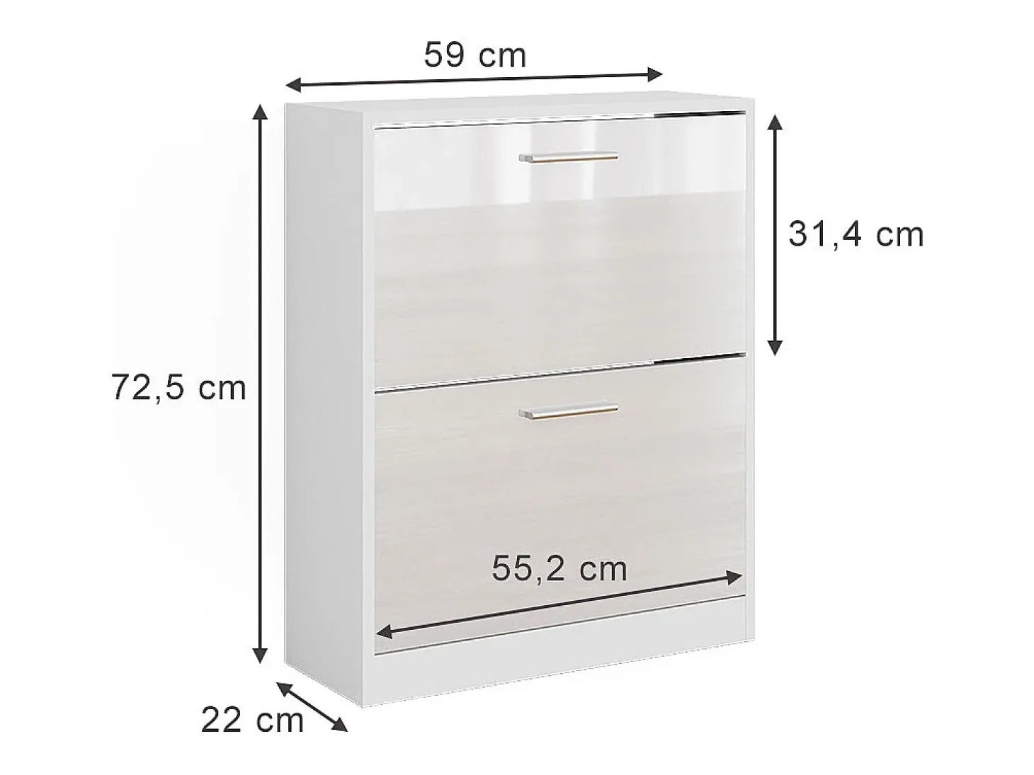 Zapatera blanco alto brillo 59x22x72.5 gizmo