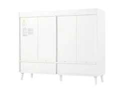 Zapatero - 120 x 35 x 99 cm - Con 4 puertas y 1 cajón + Estante ajustable - Gran capacidad - Aglomerado - blanco