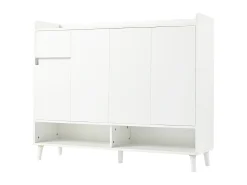Zapatero - 120 x 35 x 99 cm - Con 4 puertas y 1 cajón + Estante ajustable - Gran capacidad - Aglomerado - blanco