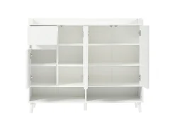 Zapatero - 120 x 35 x 99 cm - Con 4 puertas y 1 cajón + Estante ajustable - Gran capacidad - Aglomerado - blanco