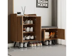 Zapatero - con banco y 4 puertas - Marrón