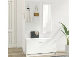 Zapatero 3 en 1 de madera de ingeniería blanca