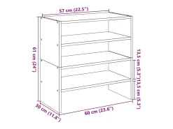 Zapatero 2 piezas apilable blanco 60x30x30,5 cm