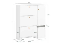 Zapatero 3 solapas,1 puerta y 1 taburete Armario de entrada 95 x 30 x 121 cm FSR107-W Blanco SoBuy ES