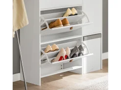 Zapatero 3 solapas,1 puerta y 1 taburete Armario de entrada 95 x 30 x 121 cm FSR107-W Blanco SoBuy ES