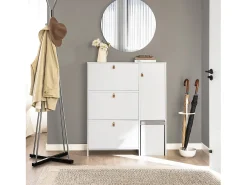 Zapatero 3 solapas,1 puerta y 1 taburete Armario de entrada 95 x 30 x 121 cm FSR107-W Blanco SoBuy ES