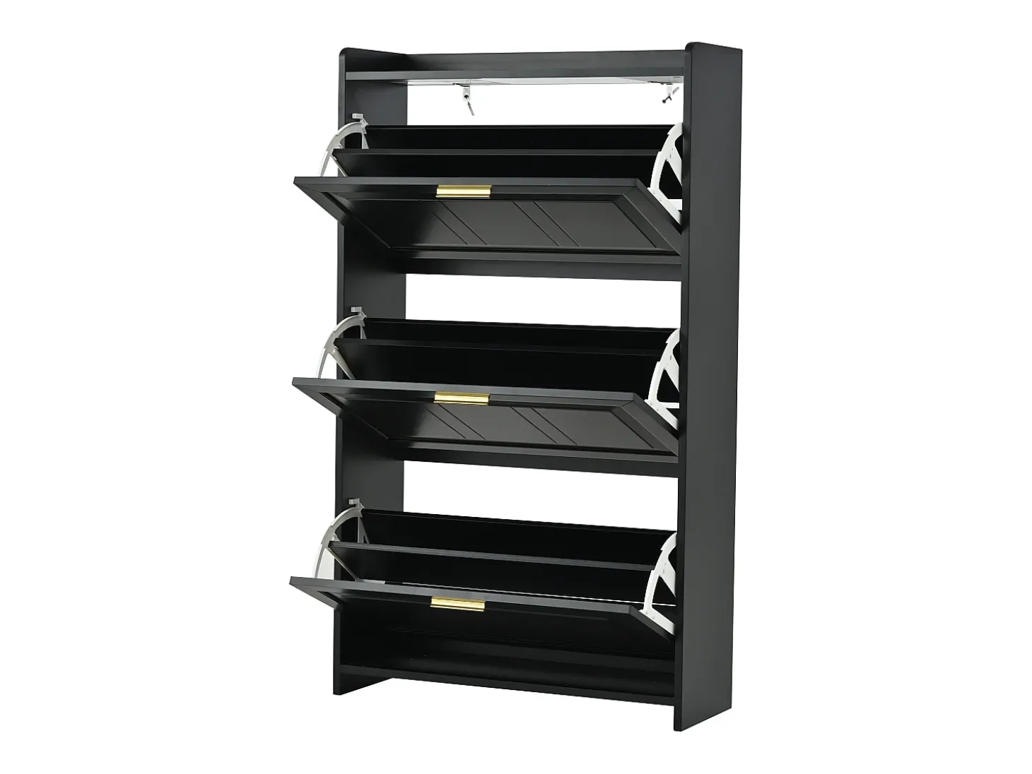 Zapatero 70 x 24 x 120 cm con 6 compartimentos - Negro