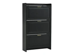 Zapatero 70 x 24 x 120 cm con 6 compartimentos - Negro