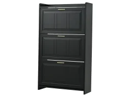 Zapatero 70 x 24 x 120 cm con 6 compartimentos - Negro