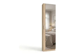 Zapatero alto de 1 puerta con espejo en roble canadian 180x50 cm Roma Roble Canadian