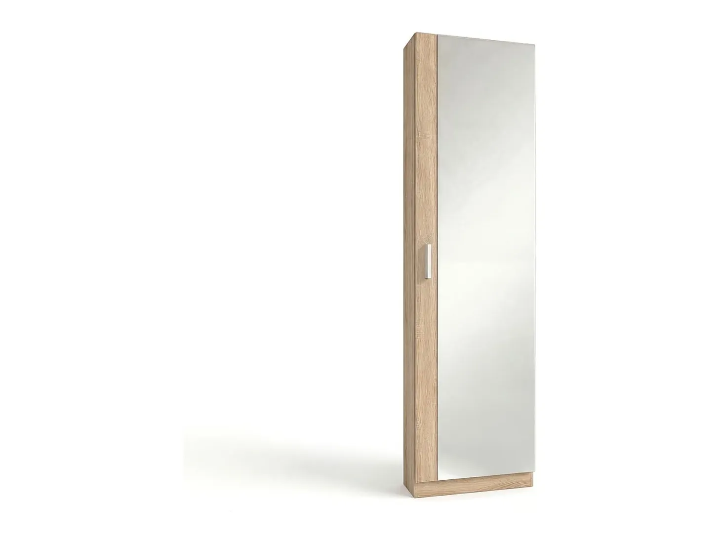 Zapatero alto de 1 puerta con espejo en roble canadian 180x50 cm Roma Roble Canadian