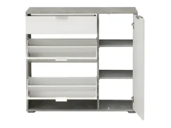 Zapatero ARIETTA - 2 puertas abatibles - Blanco y cemento